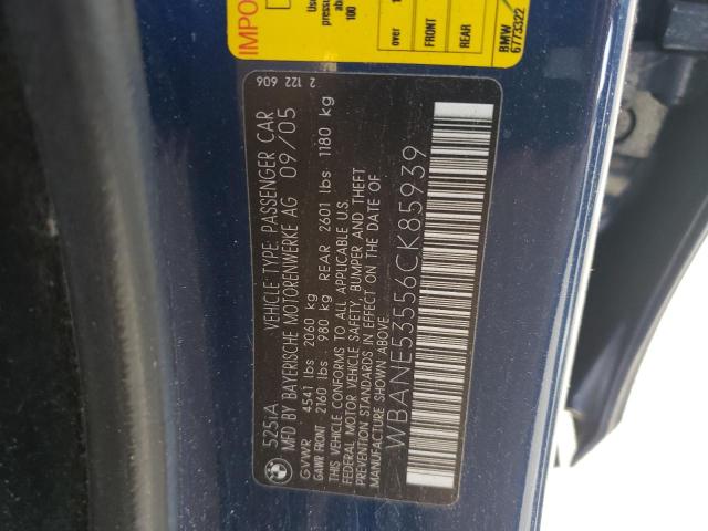 Photo 10 from auction – 2006 BMW 525 I with VIN WBANE53556CK85939