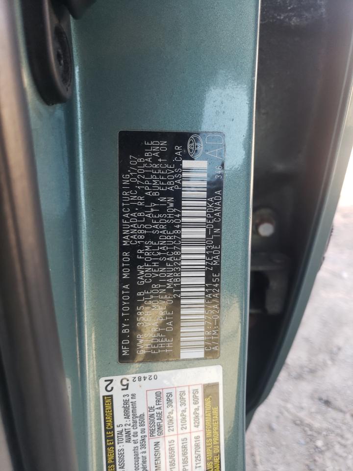Photo 10 from auction – 2007 TOYOTA COROLLA CE with VIN 2T1BR32E87C784047