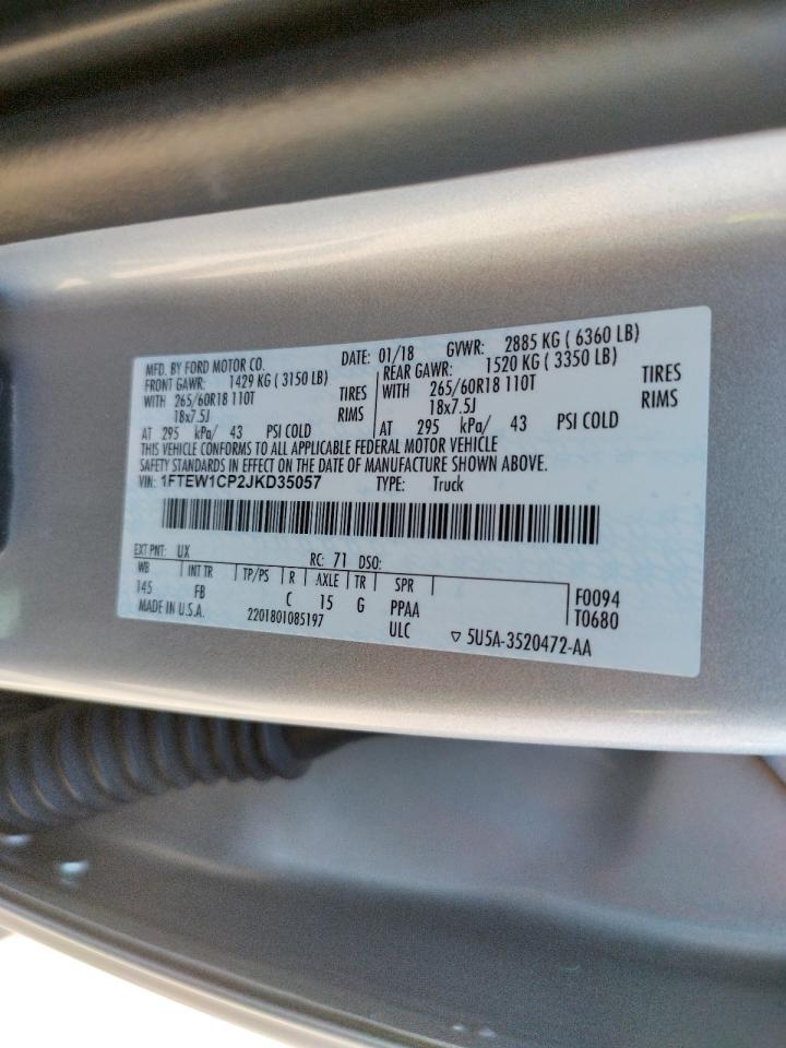 Photo 10 from auction – 2018 FORD F150 SUPER with VIN 1FTEW1CP2JKD35057