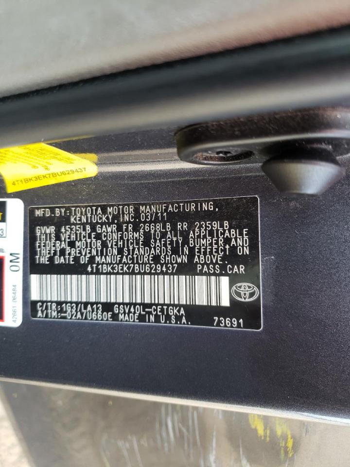 Photo 10 from auction – 2011 TOYOTA CAMRY SE with VIN 4T1BK3EK7BU629437
