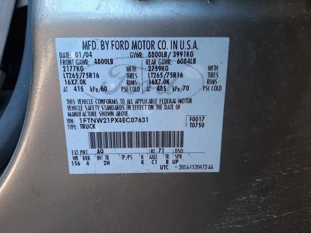 Photo 10 from auction – 2004 FORD F250 SUPER with VIN 1FTNW21PX4EC07631
