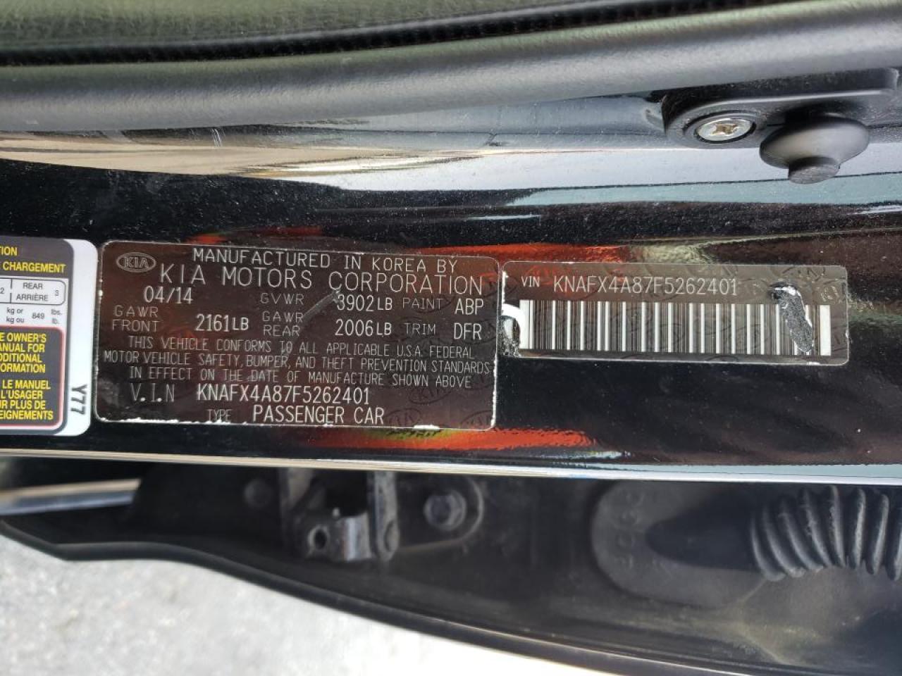 Photo 10 from auction – 2015 KIA FORTE EX with VIN KNAFX4A87F5262401