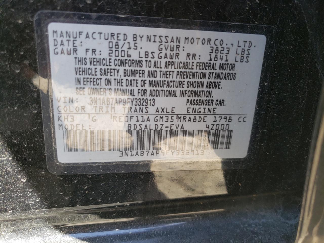 Photo 10 from auction – 2015 NISSAN ALTIMA 2.5 with VIN 1N4AL3AP1FN891264