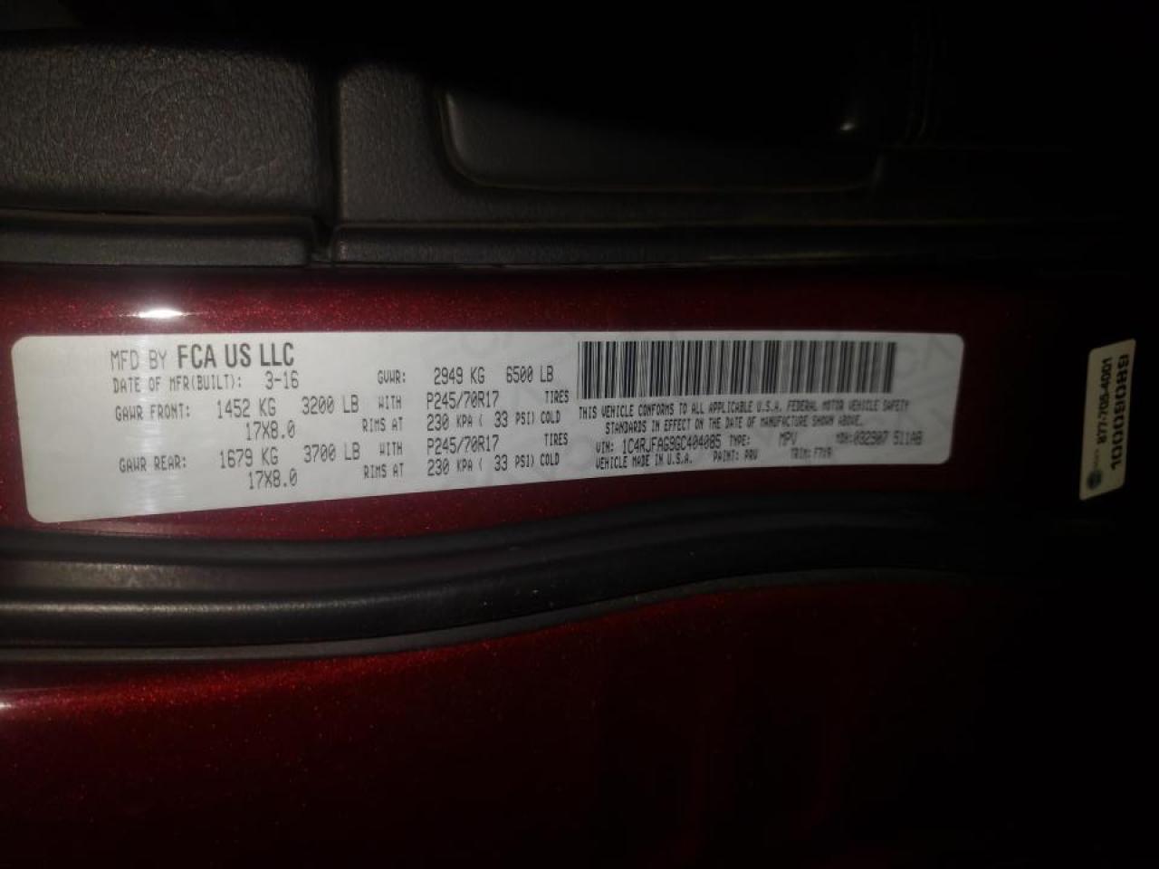 Photo 10 from auction – 2016 JEEP GRAND CHER with VIN 1C4RJFAG9GC404085