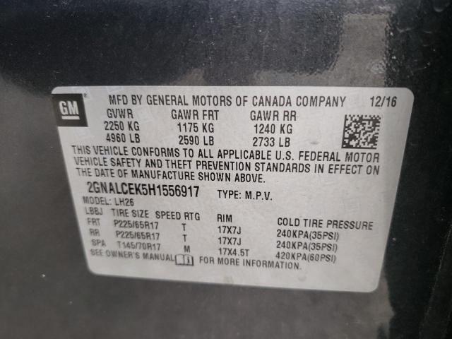 Photo 10 from auction – 2017 CHEVROLET EQUINOX LT with VIN 2GNALCEK5H1556917