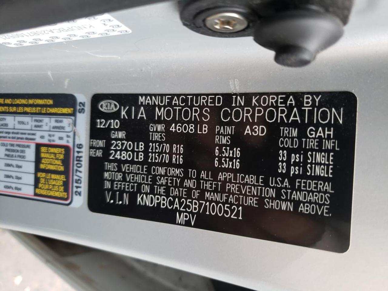 Photo 10 from auction – 2011 KIA SPORTAGE L with VIN KNDPBCA25B7100521