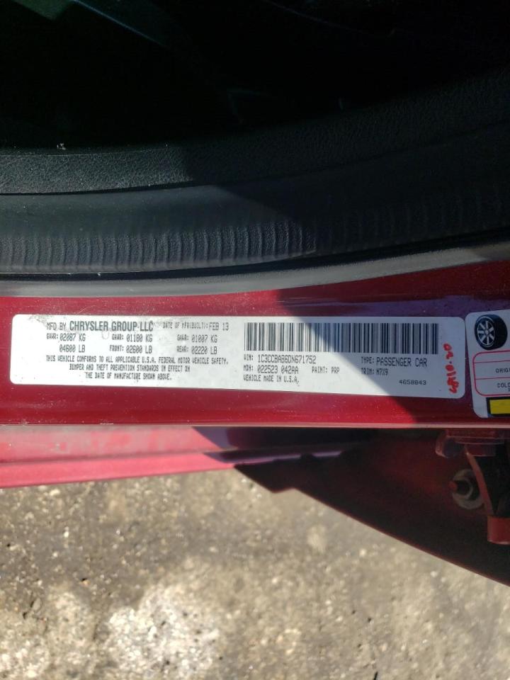 Photo 10 from auction – 2013 CHRYSLER 200 LX with VIN 1C3CCBAB6DN671752
