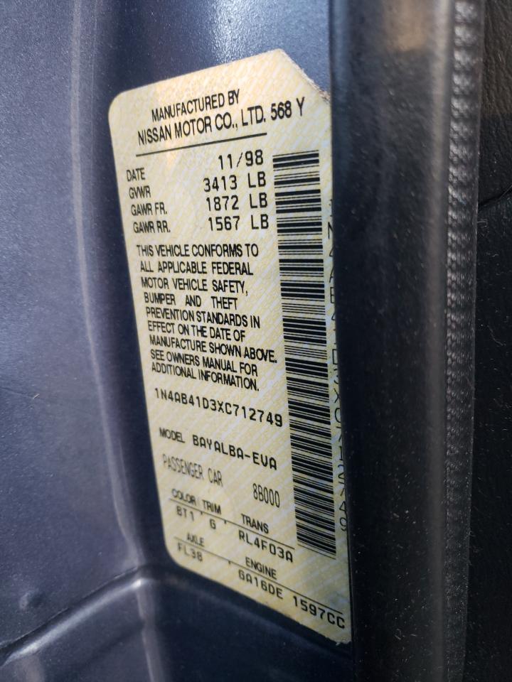Photo 10 from auction – 1999 NISSAN SENTRA BAS with VIN 1N4AB41D3XC712749