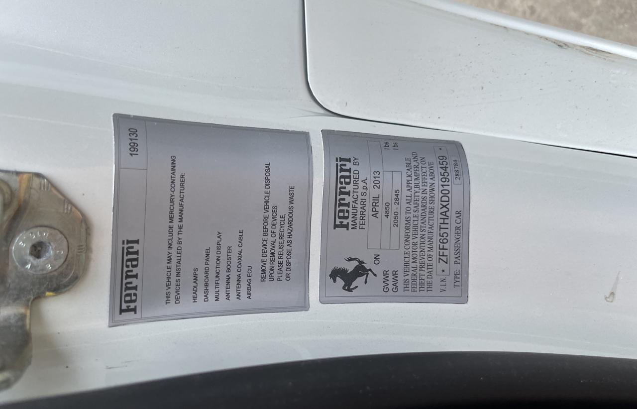 Photo 10 from auction – 2013 FERRARI CALIFORNIA with VIN ZFF65THAXD0195459