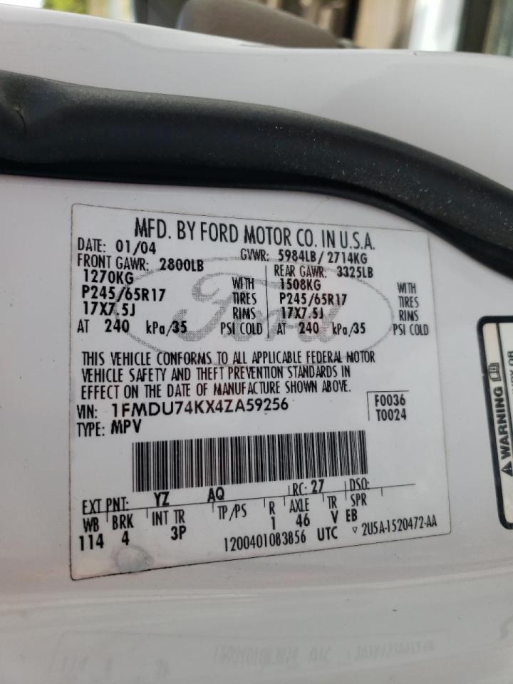 Photo 10 from auction – 2004 FORD EXPLORER E with VIN 1FMDU74KX4ZA59256
