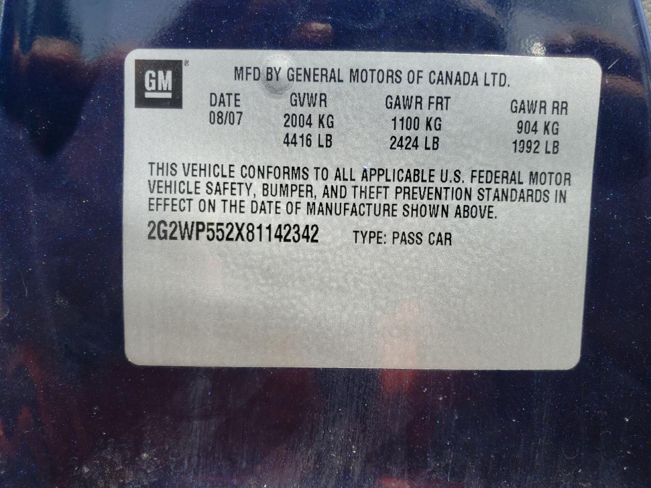 Photo 10 from auction – 2008 PONTIAC GRAND PRIX with VIN 2G2WP552X81142342