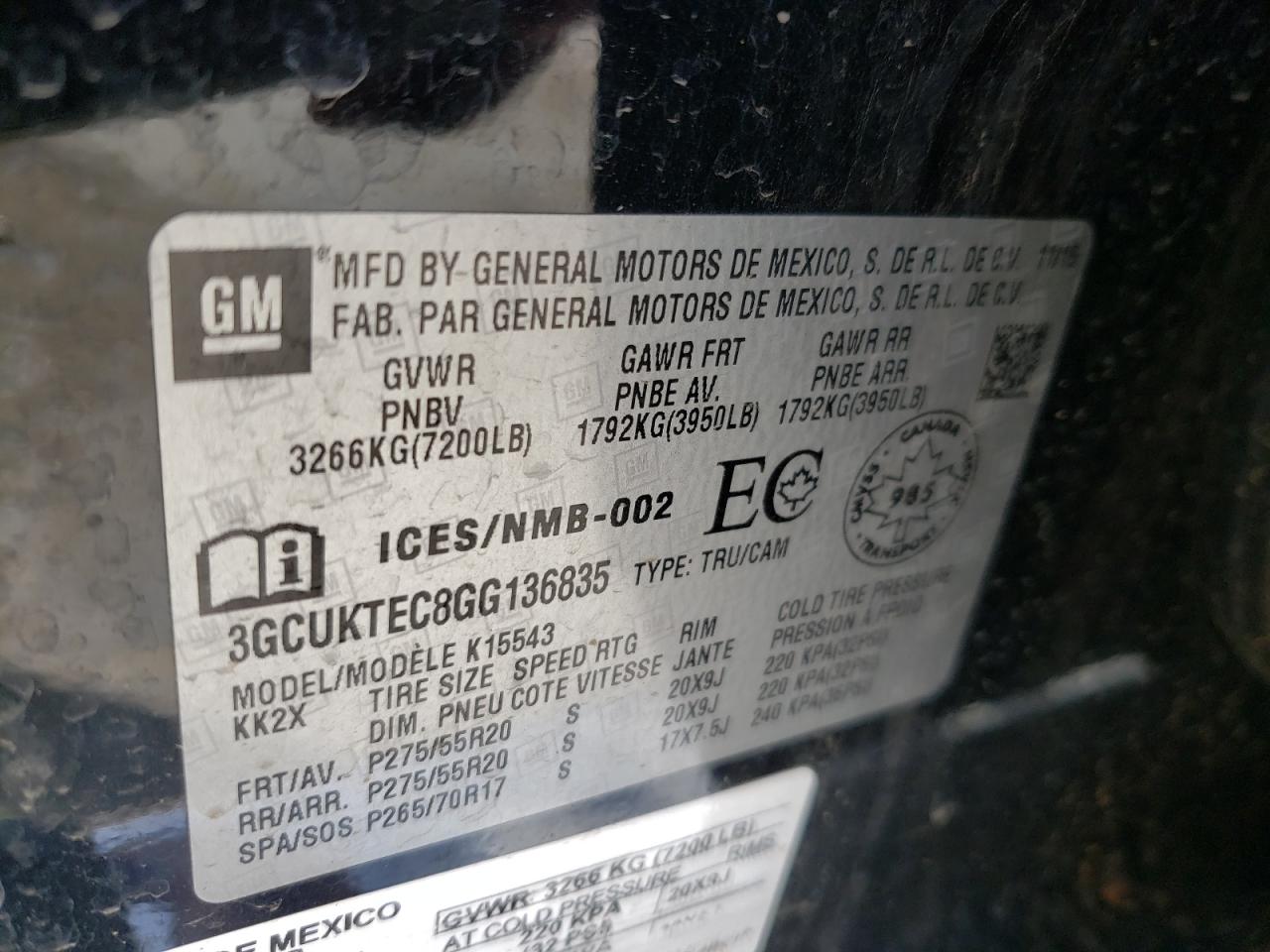 Photo 10 from auction – 2016 CHEVROLET silverado with VIN 3GCUKTEC8GG136835