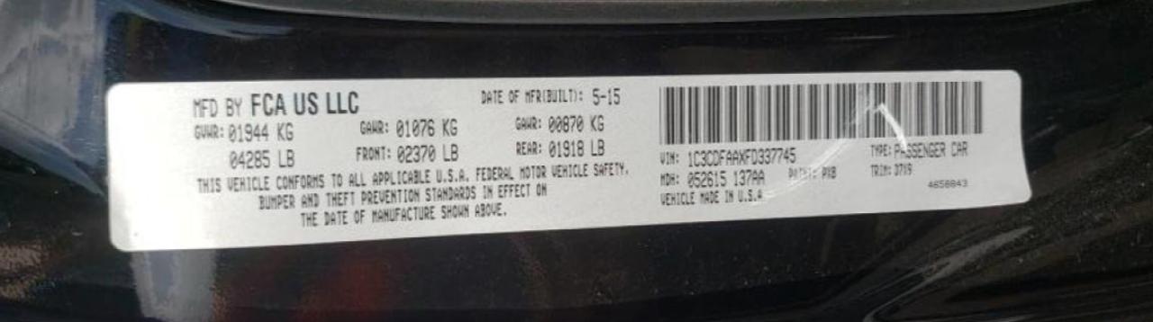 Photo 10 from auction – 2015 DODGE DART SE with VIN 1C3CDFAAXFD337745