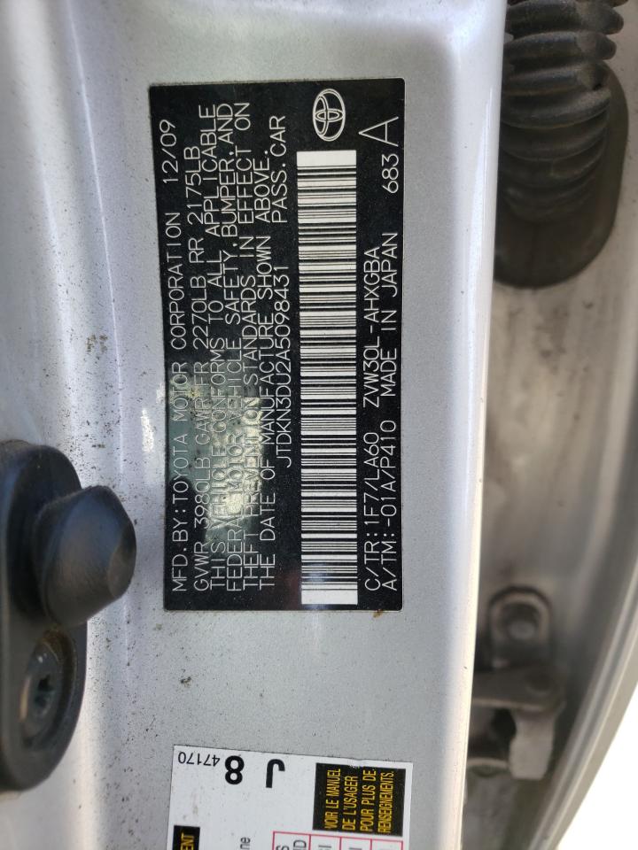 Photo 10 from auction – 2010 TOYOTA PRIUS with VIN JTDKN3DU2A5098431