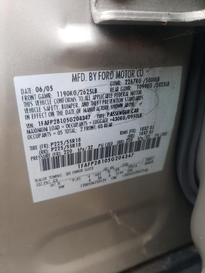 Photo 10 from auction – 2005 FORD FIVE HUNDR with VIN 1FAFP28105G204347