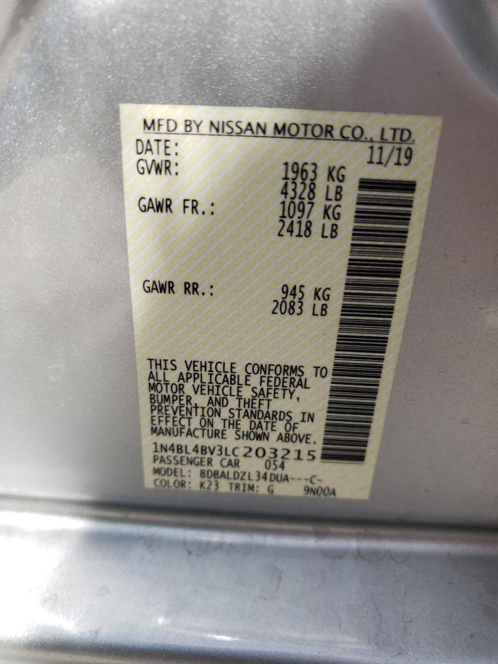 Photo 10 from auction – 2020 NISSAN ALTIMA S with VIN 1N4BL4BV3LC203215