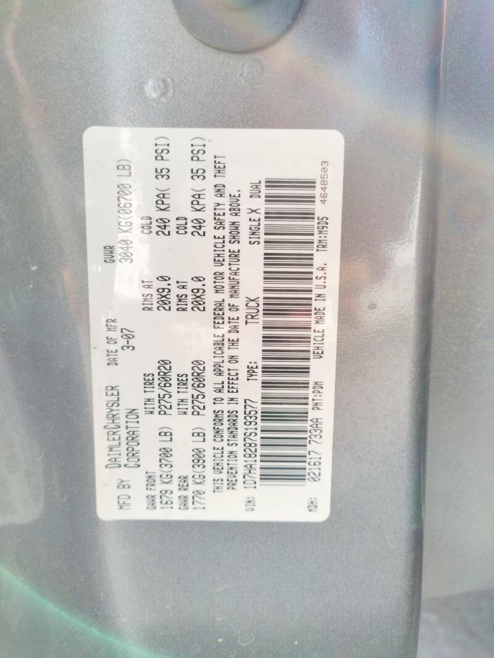 Photo 10 from auction – 2007 DODGE RAM 1500 S with VIN 1D7HA18287S193577