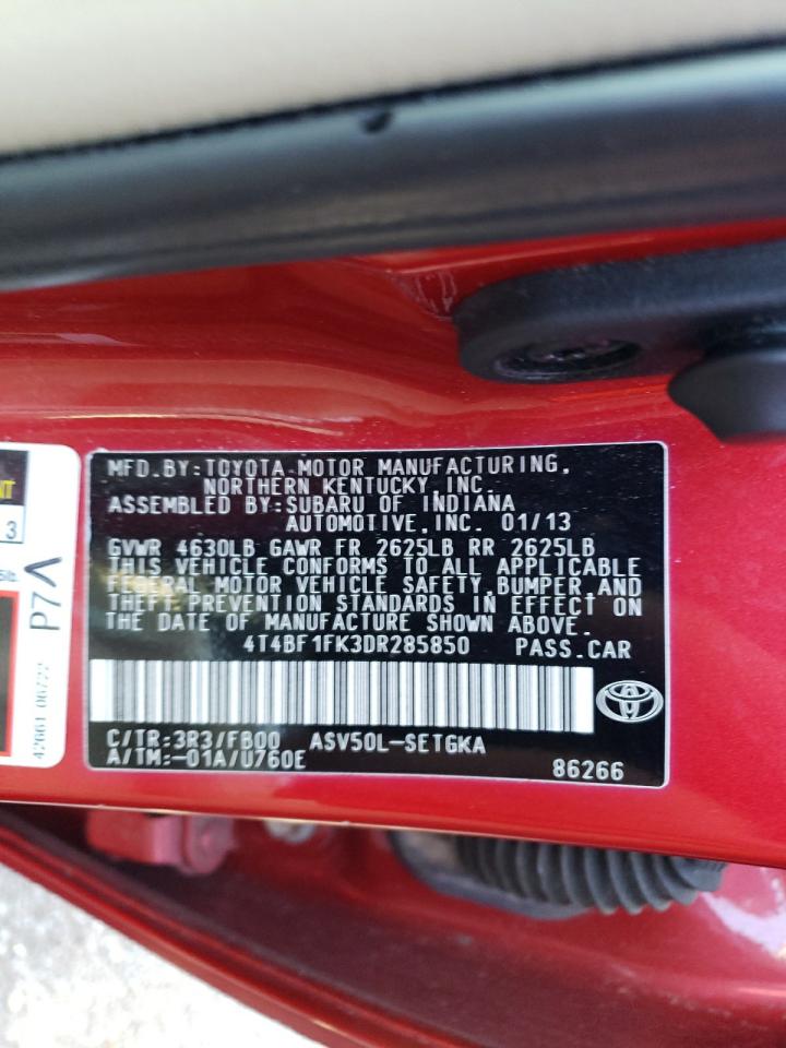 Photo 10 from auction – 2013 TOYOTA CAMRY L with VIN 4T4BF1FK3DR285850