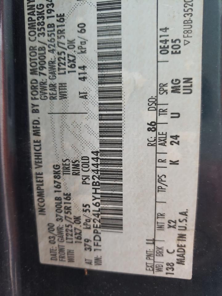 Zdjęcie 10 z aukcji – 2000 FORD ECONOLINE z VIN 1FDPE24L6YHB24444