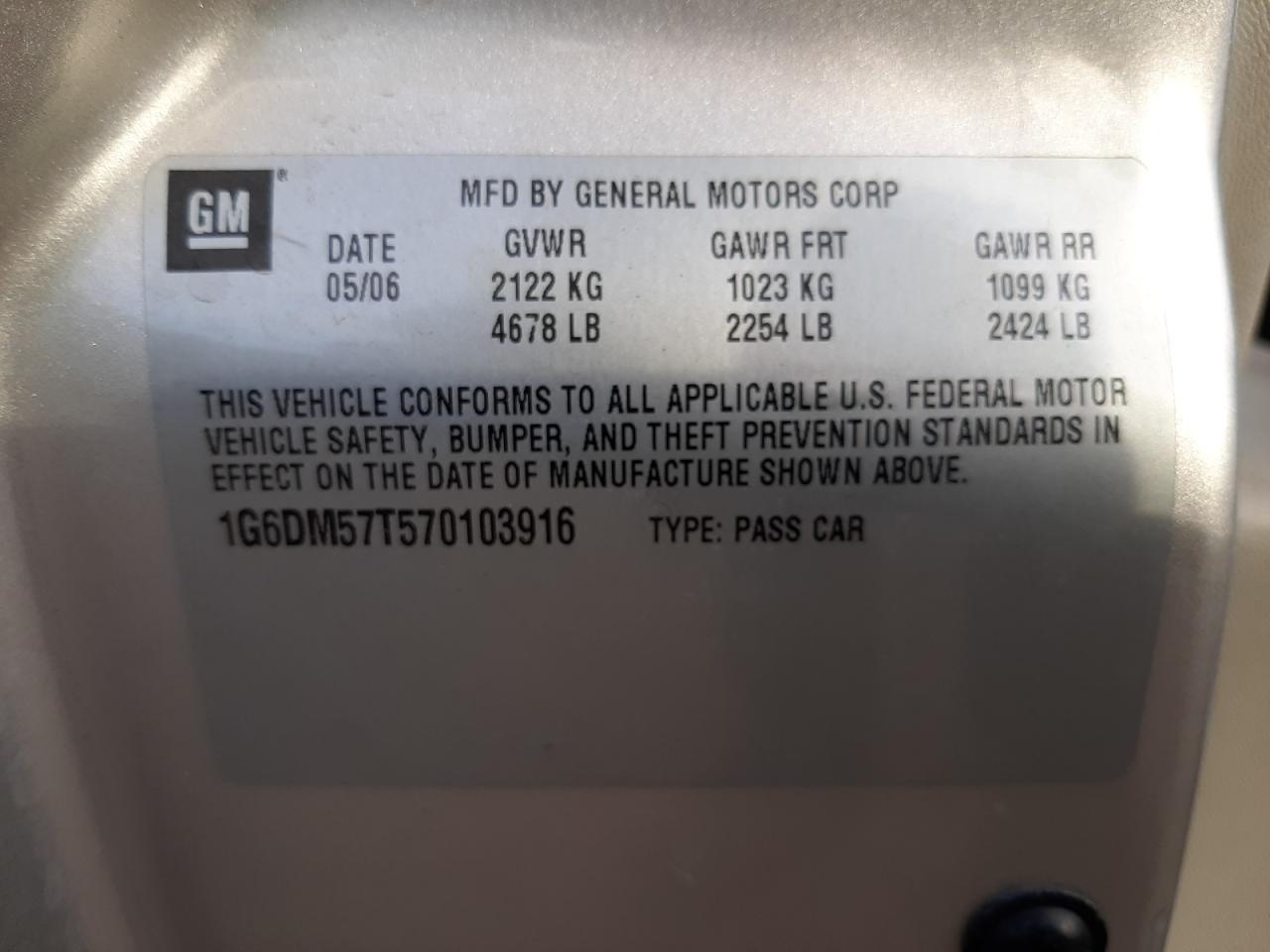 Photo 10 from auction – 2007 CADILLAC CTS with VIN 1G6DM57T570103916