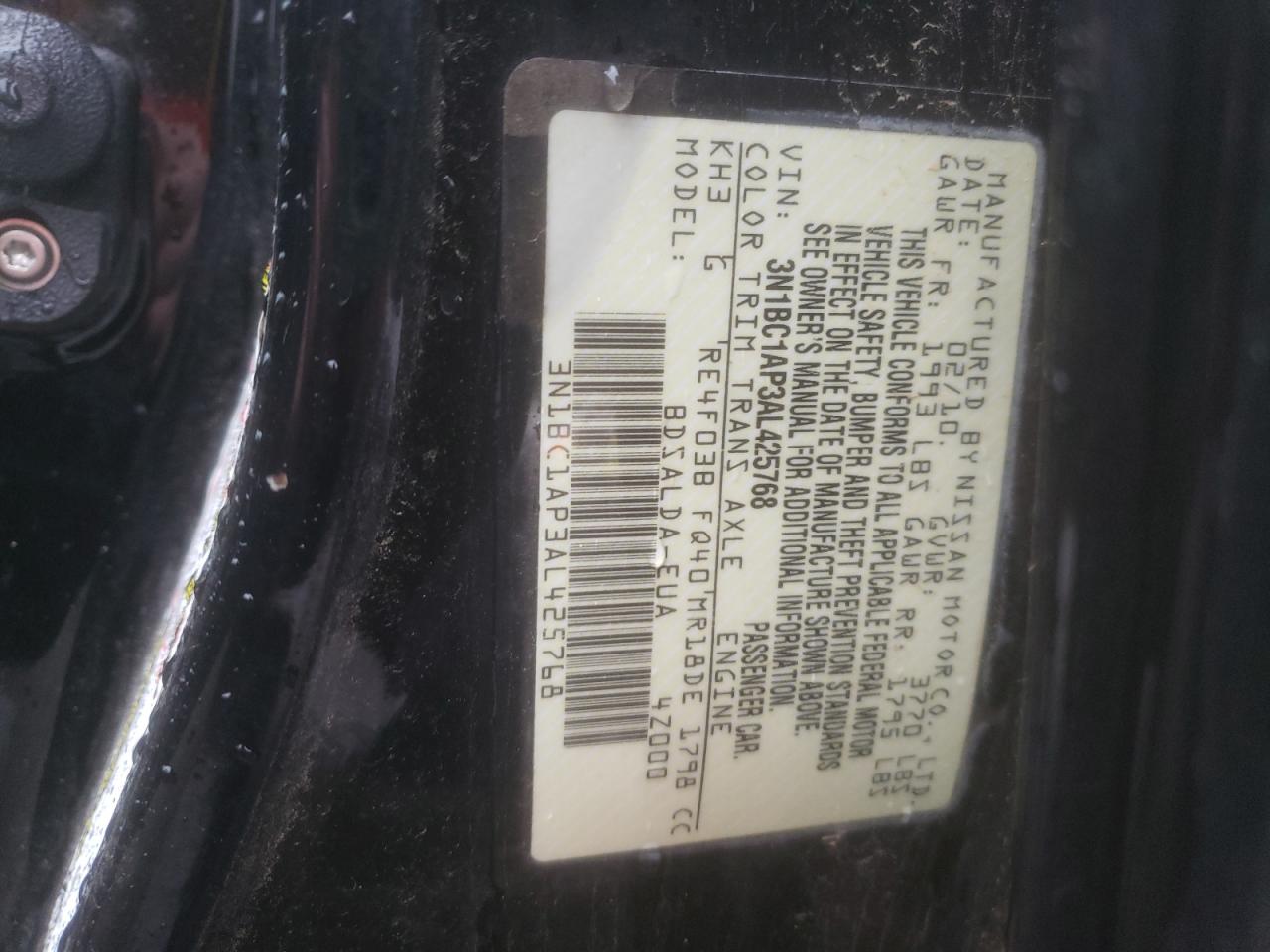 Photo 10 from auction – 2010 NISSAN VERSA S with VIN 3N1BC1AP3AL425768