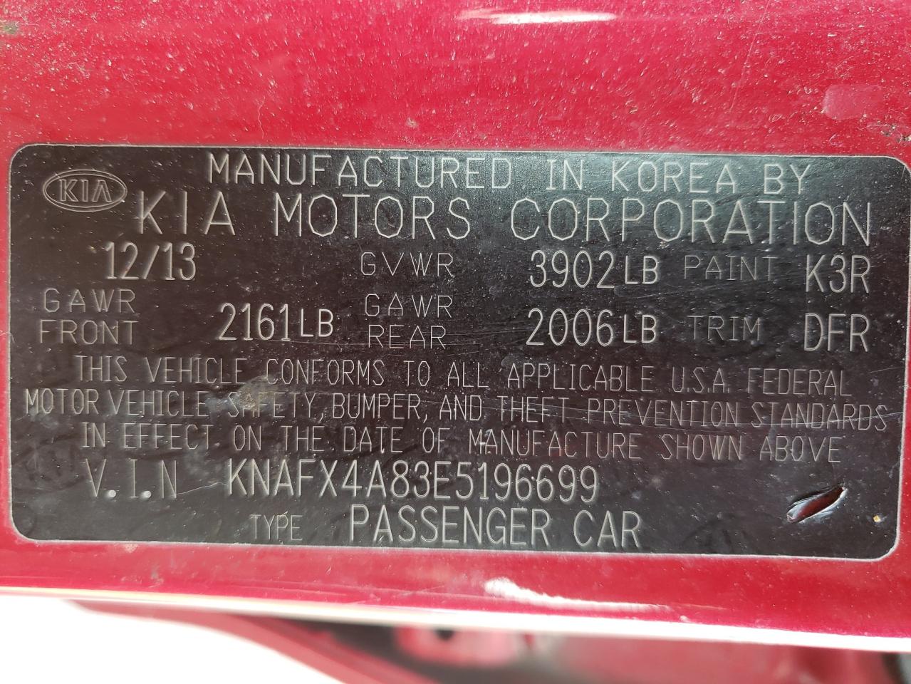 Photo 10 from auction – 2014 KIA FORTE EX with VIN KNAFX4A83E5196699