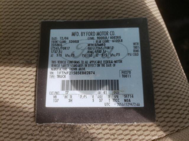 Photo 10 from auction – 2005 FORD F250 SUPER with VIN 1FTNF21585EB82874