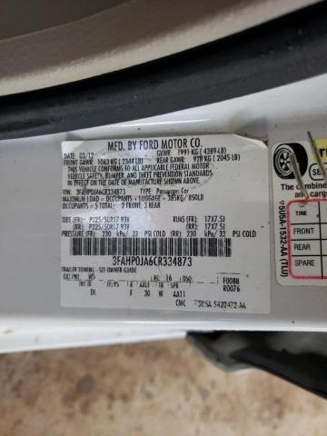 Photo 10 from auction – 2012 FORD FUSION SEL with VIN 3FAHP0JA6CR334873