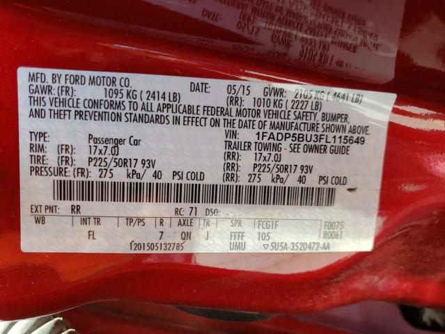 Photo 10 from auction – 2015 FORD C-MAX SEL with VIN 1FADP5BU3FL115649