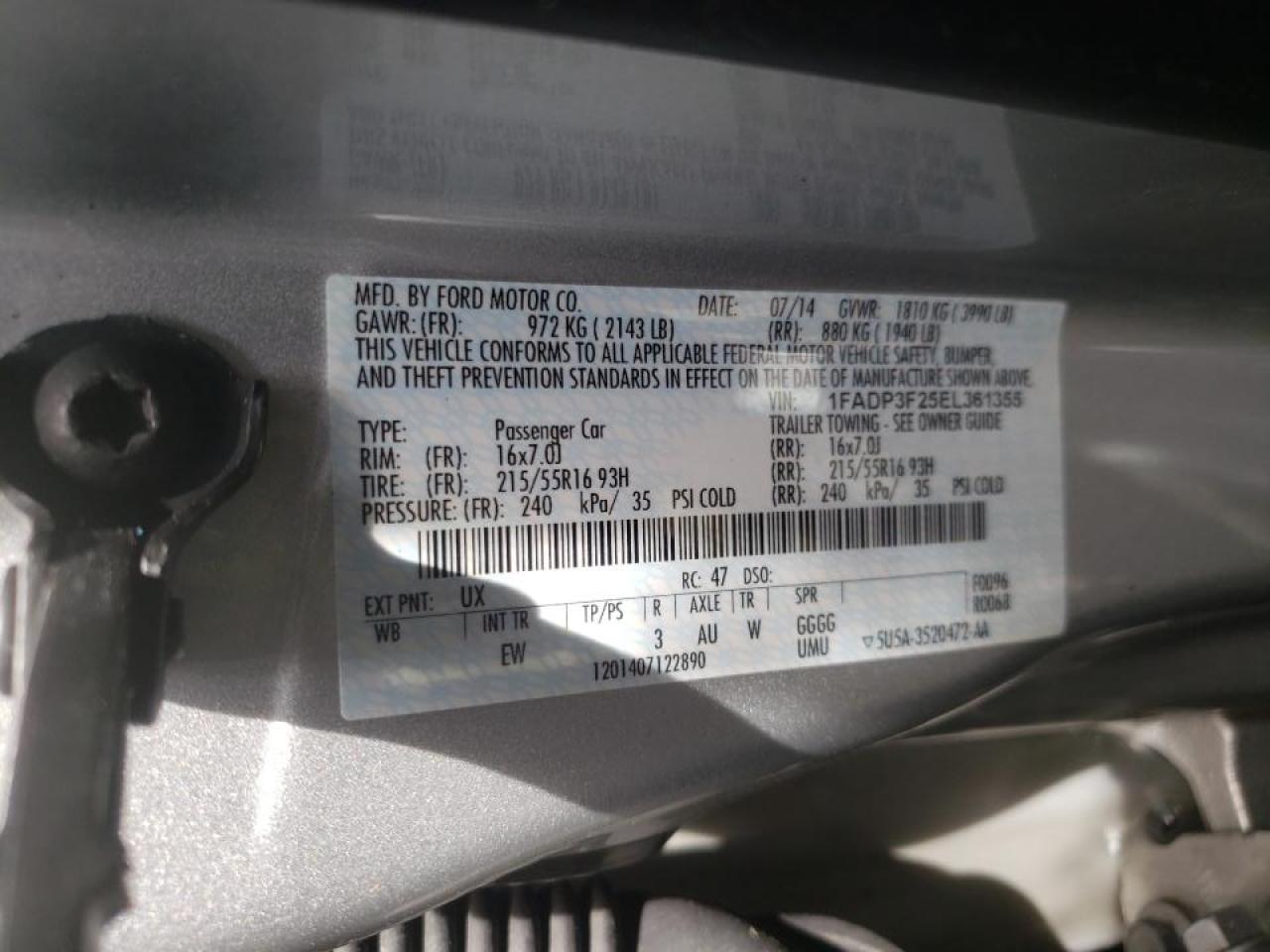 Фото 10 с аукциона – 2014 FORD FOCUS SE с VIN 1FADP3F25EL361355