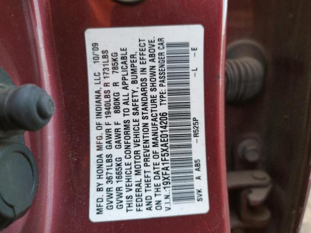 Photo 10 from auction – 2010 HONDA CIVIC LX with VIN 19XFA1F5XAE014206