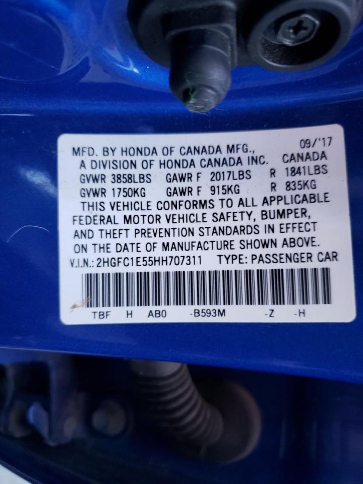 Photo 10 from auction – 2017 HONDA CIVIC SI with VIN 2HGFC1E55HH707311