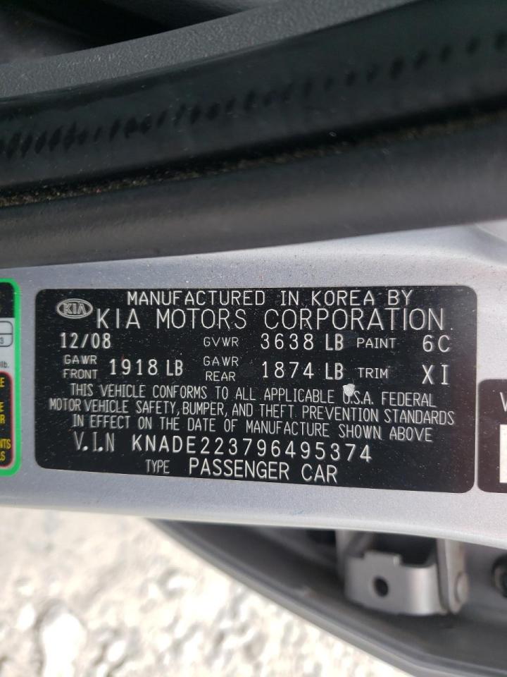 Photo 10 from auction – 2009 KIA RIO BASE with VIN KNADE223796495374