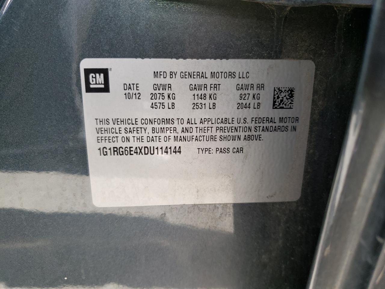 Photo 10 from auction – 2013 CHEVROLET VOLT with VIN 1G1RG6E4XDU114144
