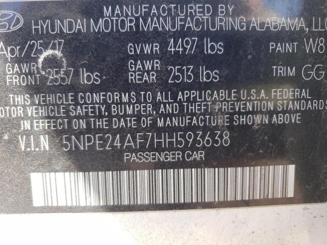 Photo 10 from auction – 2017 HYUNDAI SONATA SE with VIN 5NPE24AF7HH593638