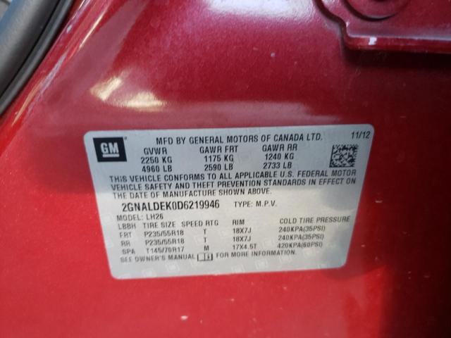 Photo 10 from auction – 2013 CHEVROLET EQUINOX LT with VIN 2GNALDEK0D6219946
