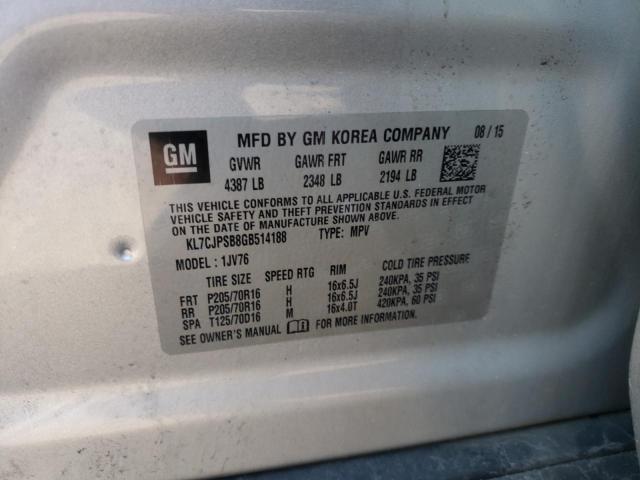 Photo 10 from auction – 2016 CHEVROLET TRAX 1LT with VIN KL7CJPSB8GB514188
