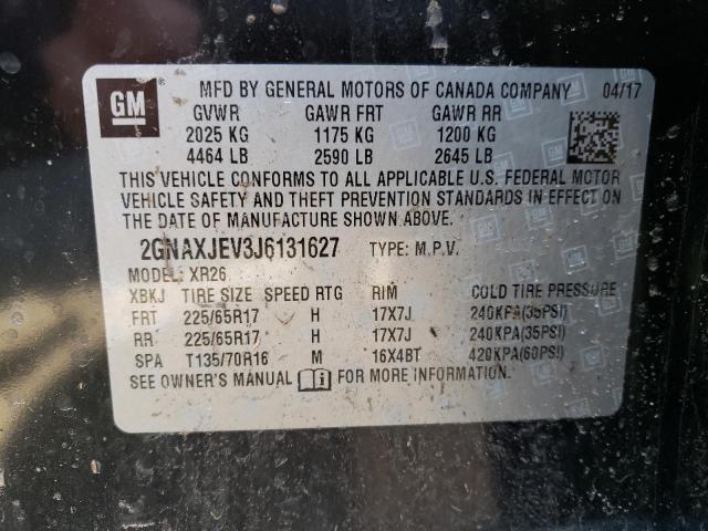 Photo 10 from auction – 2018 CHEVROLET EQUINOX LT with VIN 2GNAXJEV3J6131627