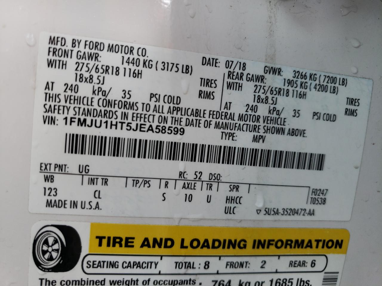 Photo 11 from auction – 2018 FORD EXPEDITION with VIN 1FMJU1HT5JEA58599