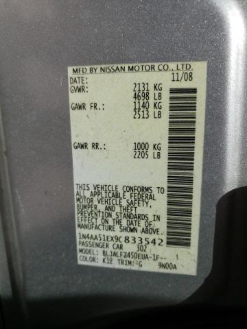 Photo 9 from auction – 2009 NISSAN MAXIMA S with VIN 1N4AA51EX9C833542