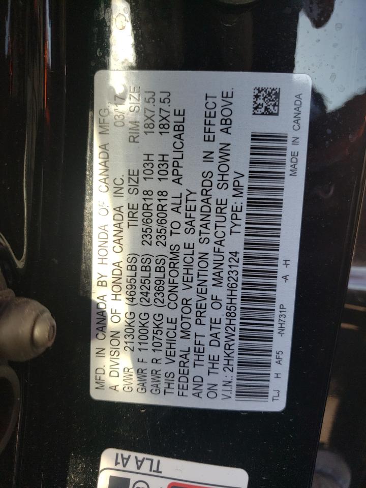 Photo 10 from auction – 2017 HONDA CR-V EXL with VIN 2HKRW2H85HH623124