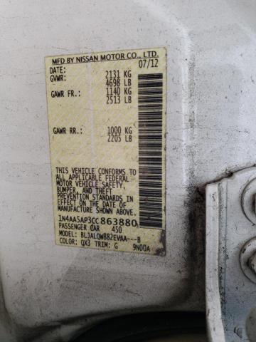 Photo 10 from auction – 2012 NISSAN MAXIMA S with VIN 1N4AA5AP3CC863880