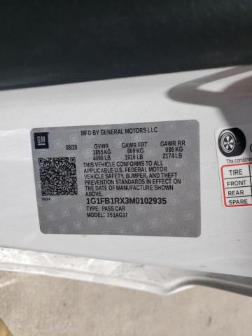 Photo 10 from auction – 2021 CHEVROLET CAMARO LS with VIN 1G1FB1RX3M0102935
