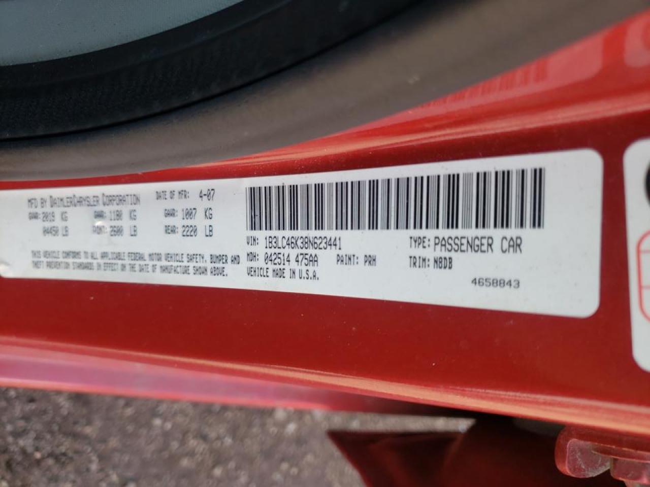 Photo 10 from auction – 2008 DODGE AVENGER SE with VIN 1B3LC46K38N623441