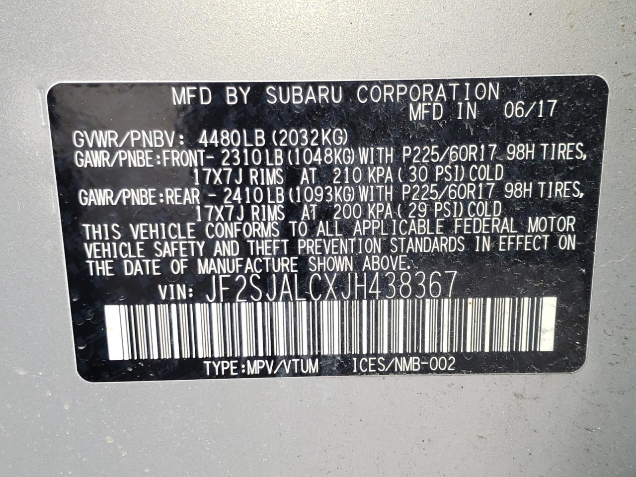 Foto 10 de la subasta – 2018 SUBARU FORESTER 2 con VIN JF2SJALCXJH438367