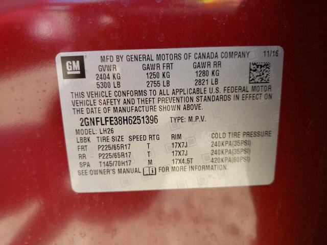 Photo 10 from auction – 2017 CHEVROLET EQUINOX LT with VIN 2GNFLFE38H6251396