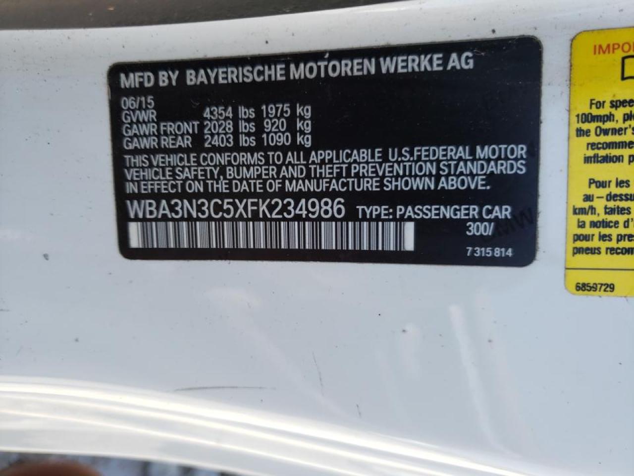 Photo 10 from auction – 2015 BMW 428 I with VIN WBA3N3C5XFK234986