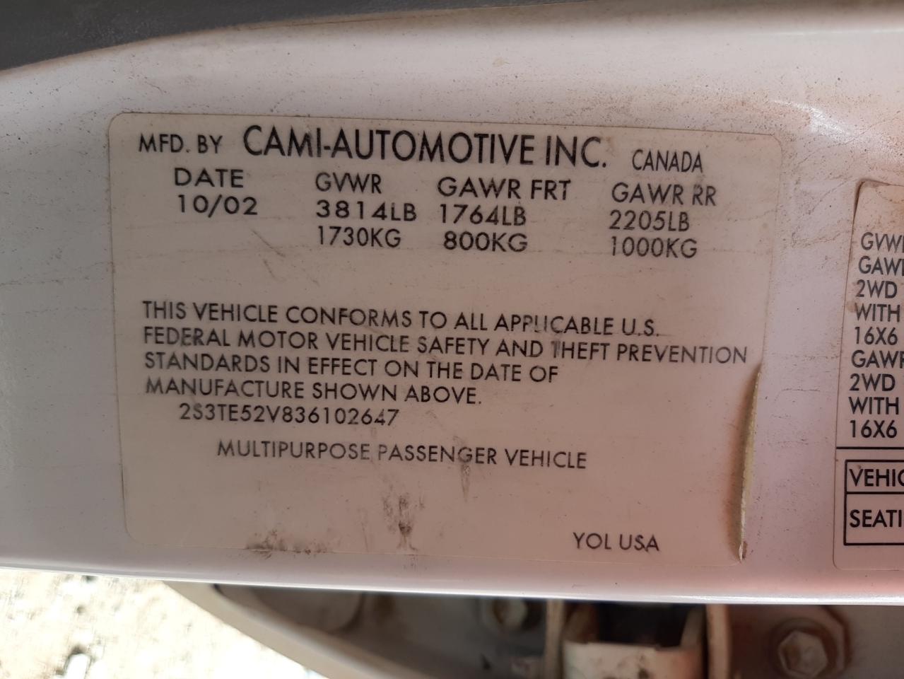Photo 10 from auction – 2003 SUZUKI VITARA JLS with VIN 2S3TE52V836102647