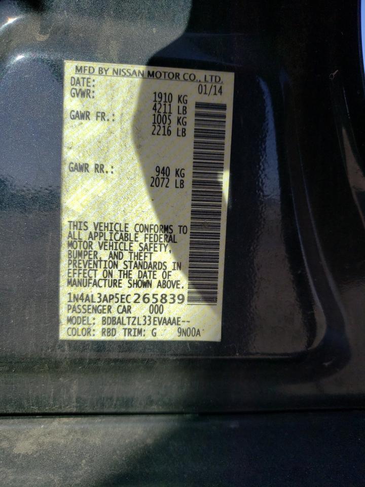 Photo 10 from auction – 2014 NISSAN ALTIMA with VIN 1N4AL3AP5EC265839