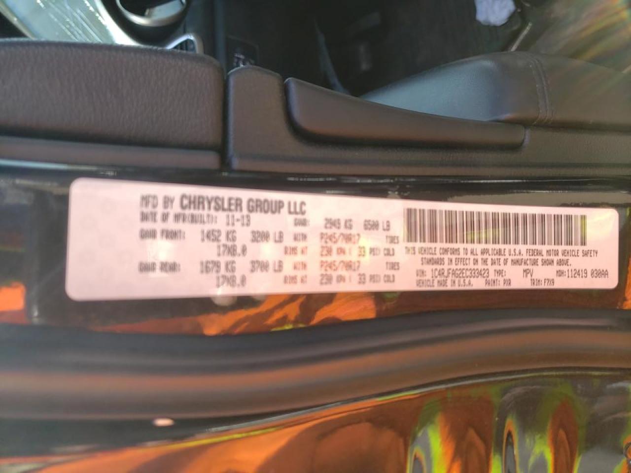 Photo 10 from auction – 2014 JEEP GRAND CHER with VIN 1C4RJFAG2EC333423